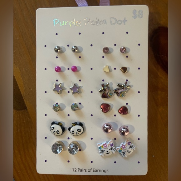 Girls/Kids 12 pair Earrings - Picture 2 of 4
